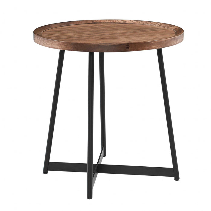 Round Side Table - American Walnut And Black