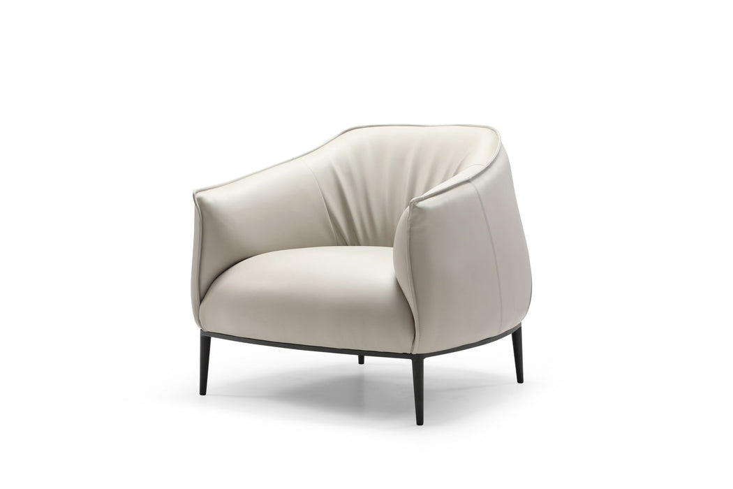 Faux Leather Steel Arm Chair - Light Gray / Black