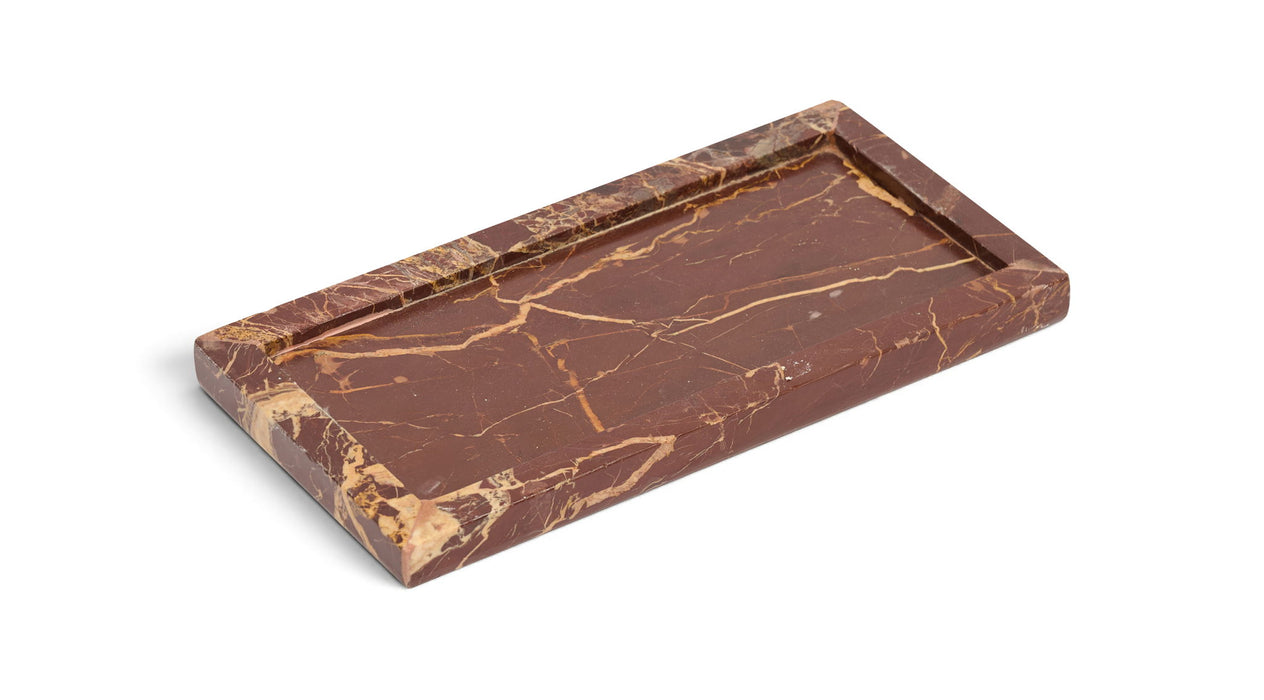 Marble tray by Meridian Furniture featuring a smooth, polished genuine marble surface with raised edges for elegant serving.