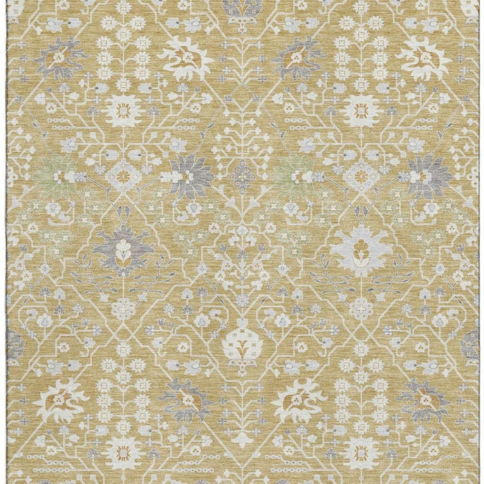 10' X 14' Oriental Washable Area Rug With UV Protection (679204) - Gold / Gray / Ivory