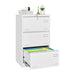 Giga three-drawer metal lateral filing cabinet with locking drawers, ideal for home or office organization.