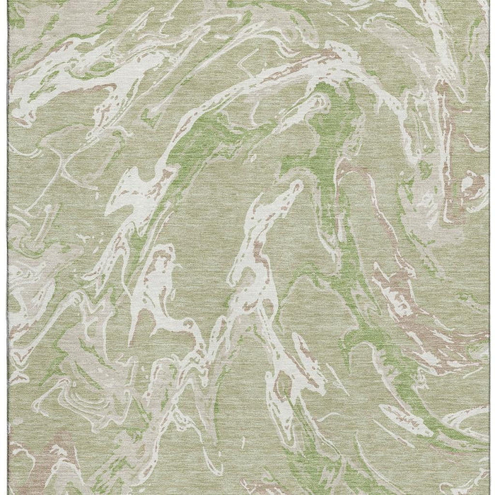 10' X 14' Abstract Washable Area Rug With UV Protection (681215) - Artichoke Green / Taupe / Ivory