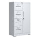 Giga metal vertical filing cabinet with four drawers, one door, steel construction, lock, suitable for school or office storage.