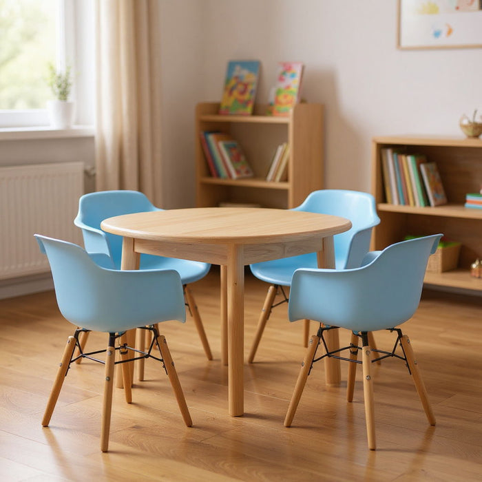 Heavy Duty Plastic And Wood Juvenile Side Chairs (Set of 4) - Blue
