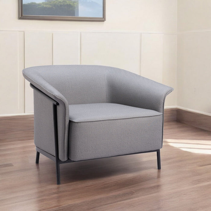Faux Leather Arm Chair - Slate Gray And Black