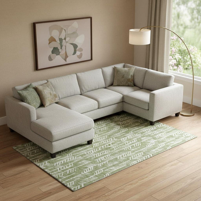 10' X 14' Tribal Washable Area Rug With UV Protection (672056) - Green / Ivory