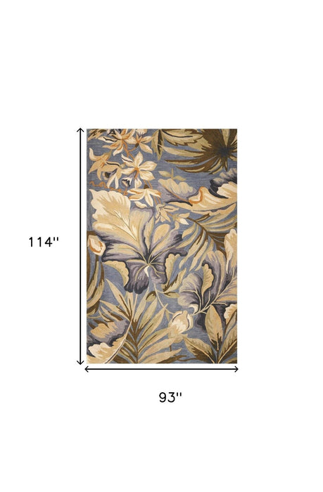 93" x 114" Wool Rug - Blue