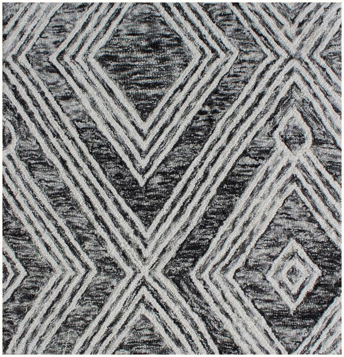 8' x 10' Wool Abstract Geometric Hand Tufted Non Skid Area Rug - Black And Ivory