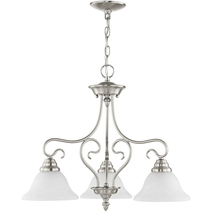 21" Three Light Dimmable Chandelier With Shades - Nickel