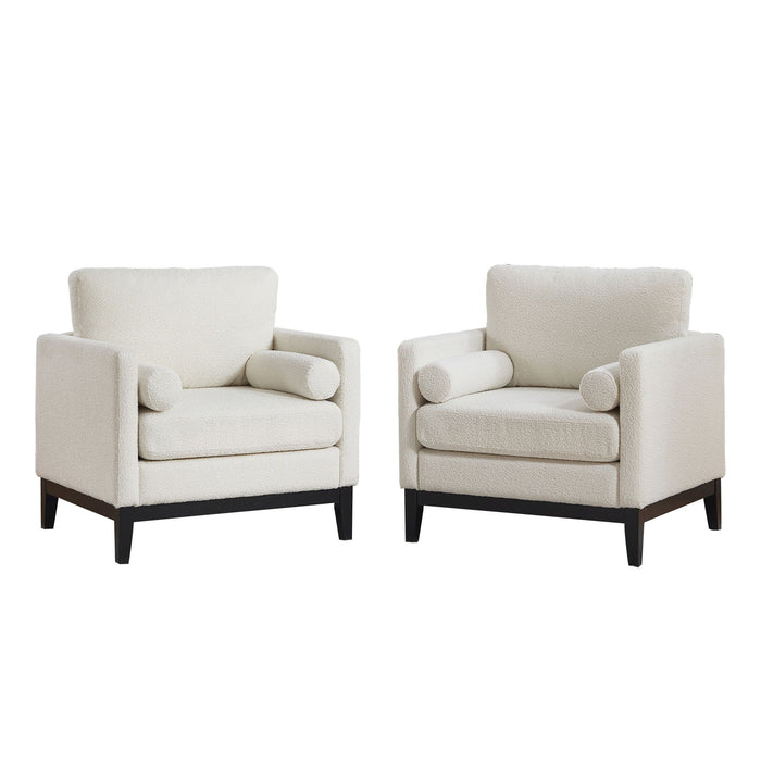 Giga wide modern farmhouse performance accent arm chair with wooden legs and base, stylish and comfortable for living spaces.