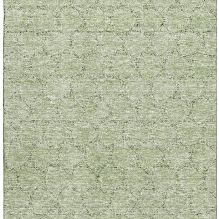 10' X 14' Geometric Washable Area Rug With UV Protection (676032) - Artichoke Green / Ivory