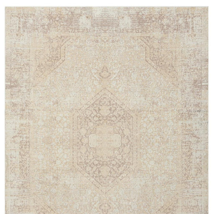 8' X 10' Medallion Washable Non Skid Area Rug (534005) - Beige / Ivory
