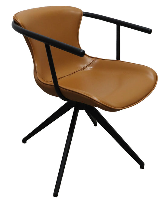 Upholstered Faux Leather Dining Arm Chair - Camel