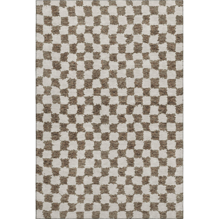 10' X 14' Geometric Washable Area Rug With UV Protection (709378) - Brown / Ivory