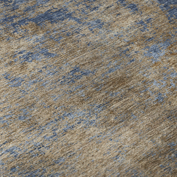 10' X 14' Abstract Washable Area Rug With UV Protection (684154) - Navy Blue / Brown