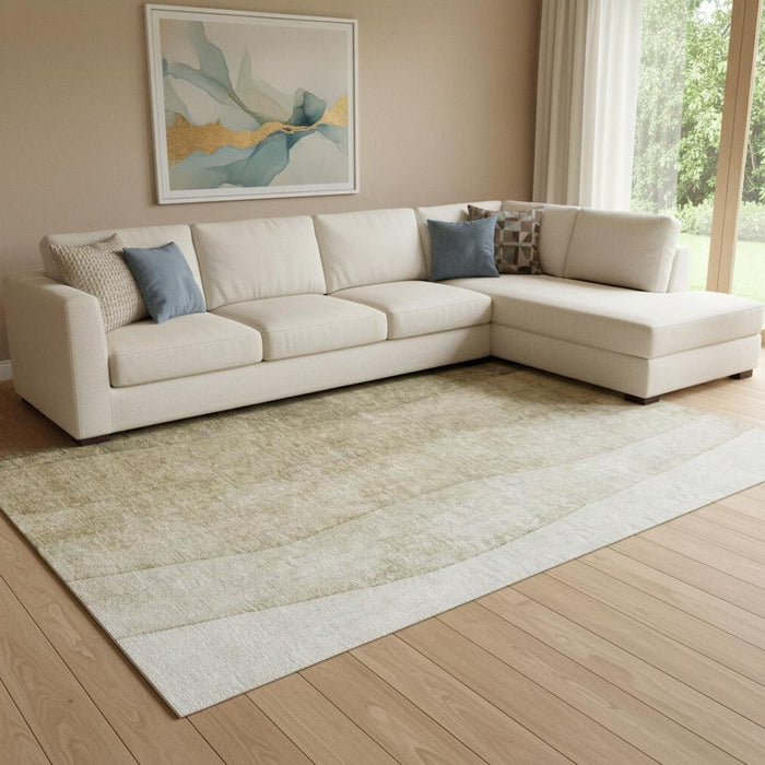 10' X 14' Ombre Washable Area Rug With UV Protection (652761) - Taupe / Beige