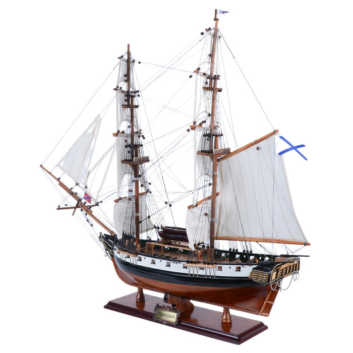 Hand Painted Model Boat (624659) - Dark Brown / White