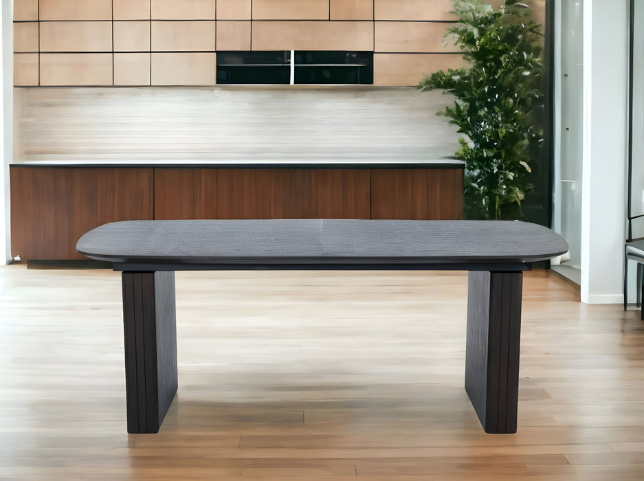 Wood Self-Storing Leaf Double Pedestal Base Extendable Dining Table - Brown