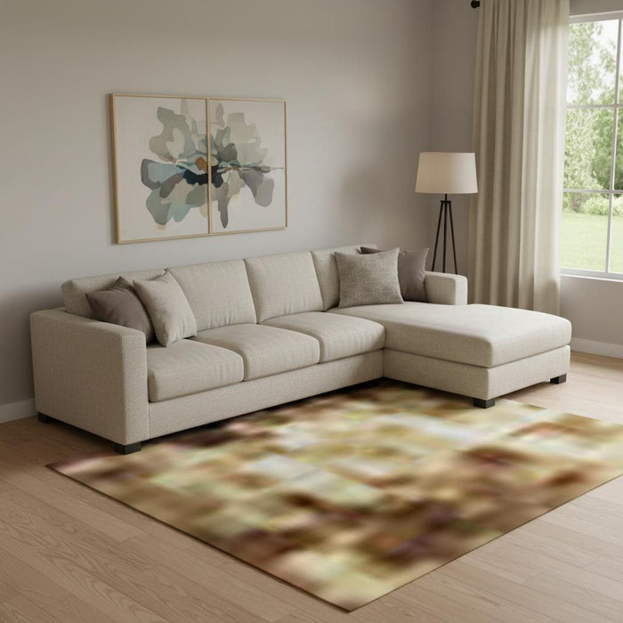 10' X 14' Abstract Washable Area Rug With UV Protection (707887) - Coffee / Beige