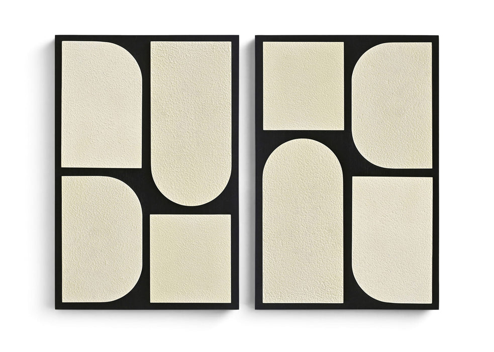 Mango wood wall decor by Meridian Furniture featuring two-piece wall art with natural, textured finish for stylish home decoration.