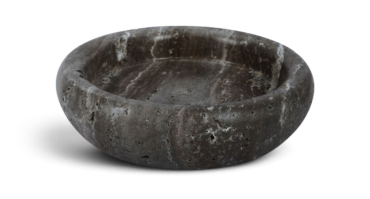 Meridian Furniture Orelia genuine travertine tray with natural stone surface and sleek edges, ideal for serving or decorative display.