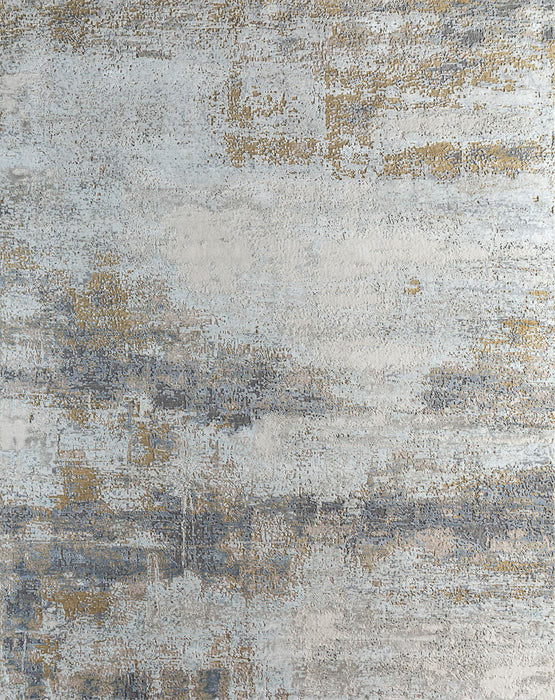 8' X 10' Abstract Hand Knotted Area Rug - Gold
