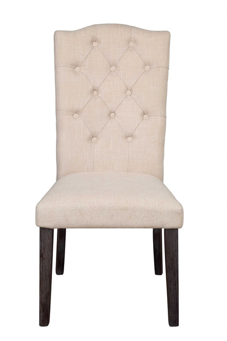 Tufted And Upholstered Linen Dining Side Chairs (Set of 2) - Beige
