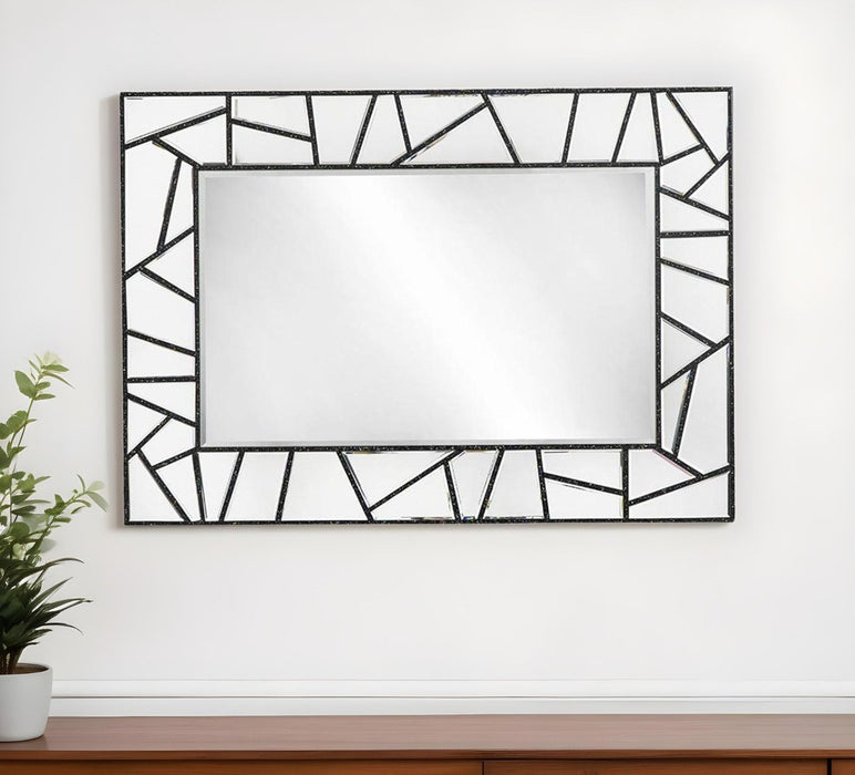 28" Metal And Glass Mosaic Framed Accent Mirror - Black