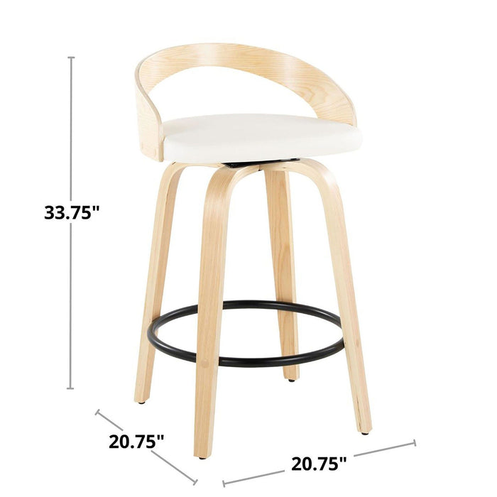 Grotto - 26" Fixed-Height Counter Stool (Set of 2) - White & Light Brown