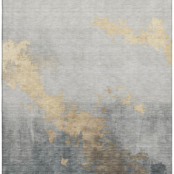 10' X 14' Abstract Washable Area Rug With UV Protection (706715) - Gold / Gray