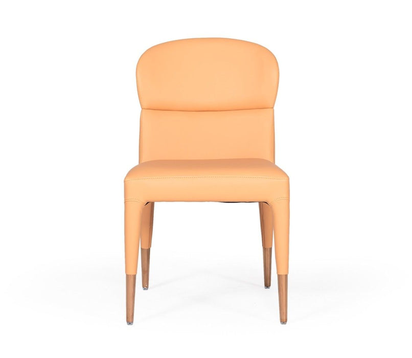 Upholstered Fabric Dining Side Chairs (Set of 2) - Peach