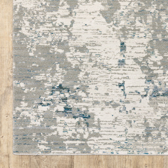 10' X 13' Abstract Power Loom Area Rug - Blue And Beige