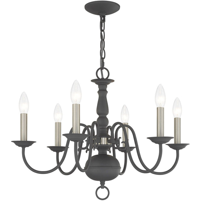 18" Six Light Dimmable Chandelier With Shades - Gray