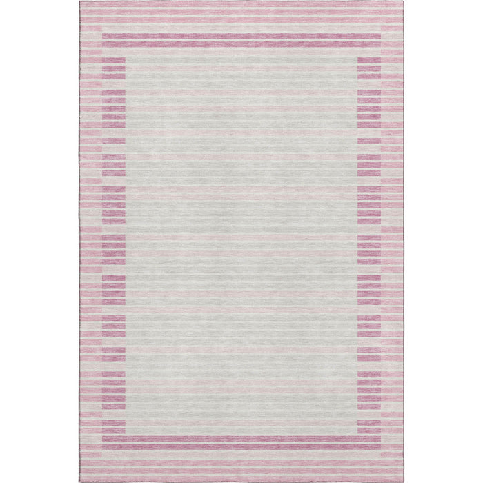 10' X 14' Striped Washable Area Rug With UV Protection (693492) - Pink / Ivory / Mauve