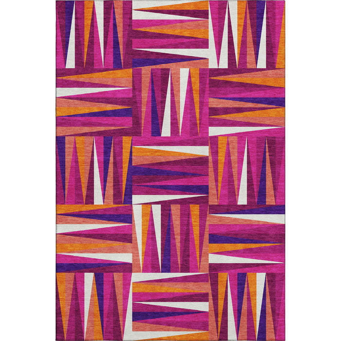 10' X 14' Geometric Washable Area Rug With UV Protection (679420) - Burgundy / Purple / Orange