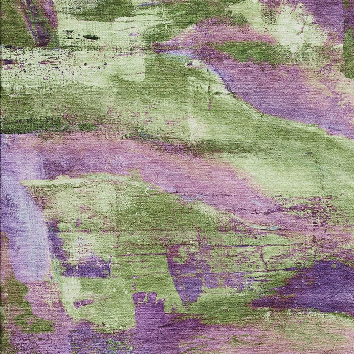 10' X 14' Abstract Washable Area Rug With UV Protection (715585) - Purple / Green