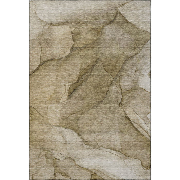 10' X 14' Abstract Washable Area Rug With UV Protection (651094) - Brown / Ivory / Beige