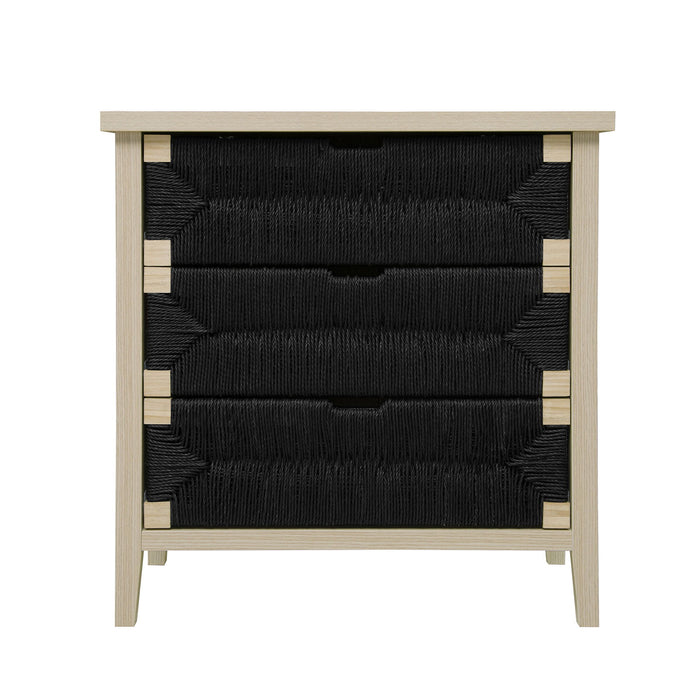 Giga 3-drawer sideboard with natural seaweed decor doors, adjustable shelves, storage cabinet for living room or kitchen.