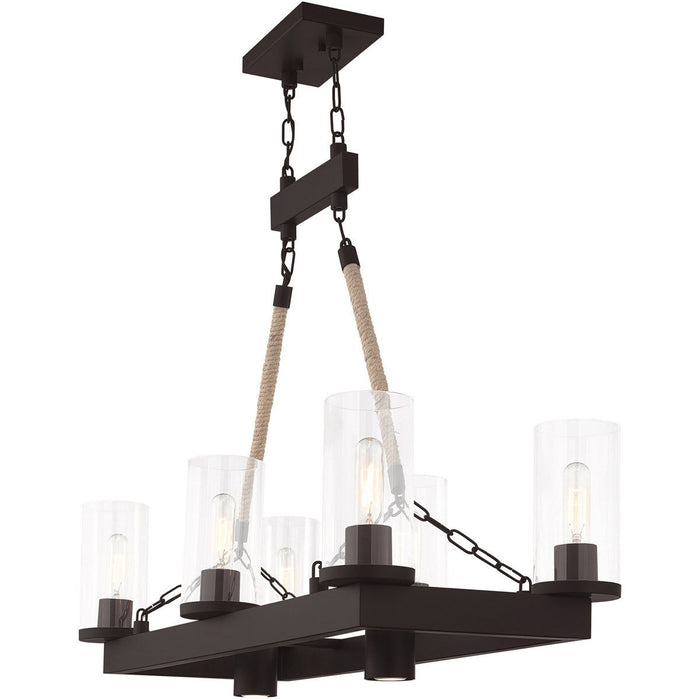 30" Eight Light Metal Dimmable Chandelier With Shades - Bronze