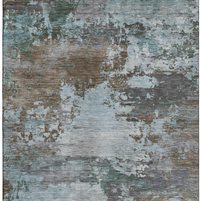 10' X 14' Abstract Washable Area Rug With UV Protection (716984) - Brown / Blue