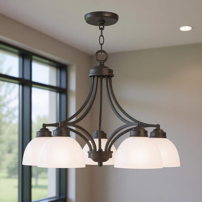 18" Five-Light Dimmable Chandelier With Shades - Bronze