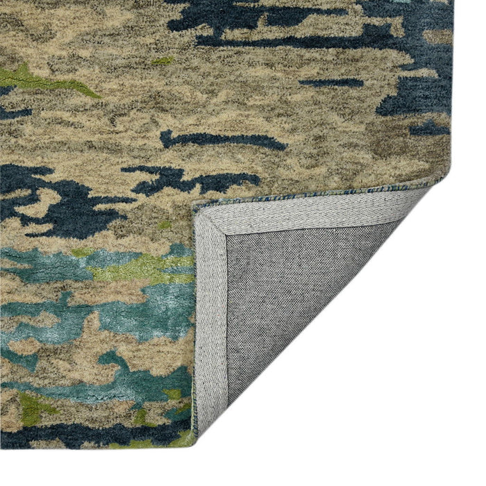 9' X 13' Wool Abstract Hand Tufted Area Rug - Sand And Green