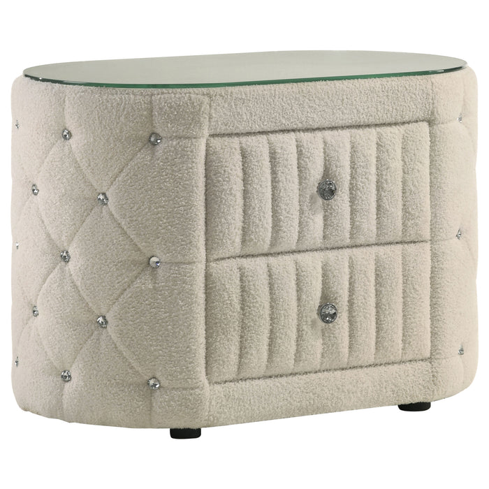 Sonya 4-piece Upholstered Eastern King Bedroom Set Ivory