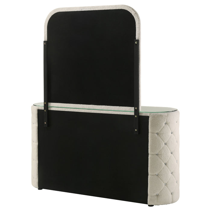 Sonya 6-drawer Upholstered Bedroom Dresser with Mirror Ivory