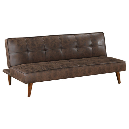 CoasterEveryday Jenson upholstered tufted convertible sofa bed in dark coffee brown fabric