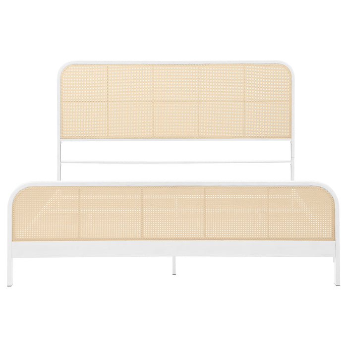 Lanewood Open Cane Webbing Metal Eastern King Bed White