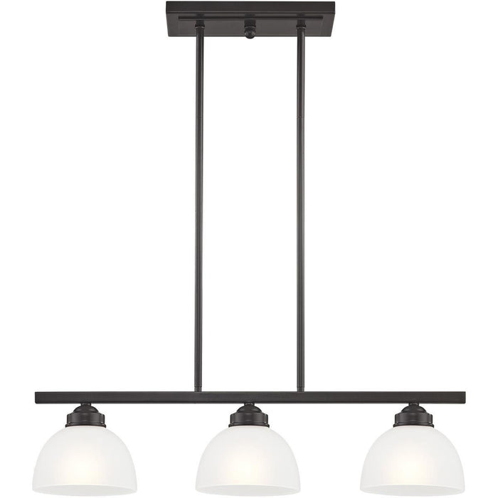 14'' Three-Light Dimmable Chandelier With Shades - Bronze