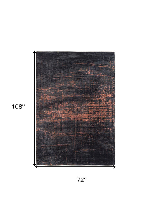 6' x 9' Abstract Non Skid Area Rug - Black And Gold