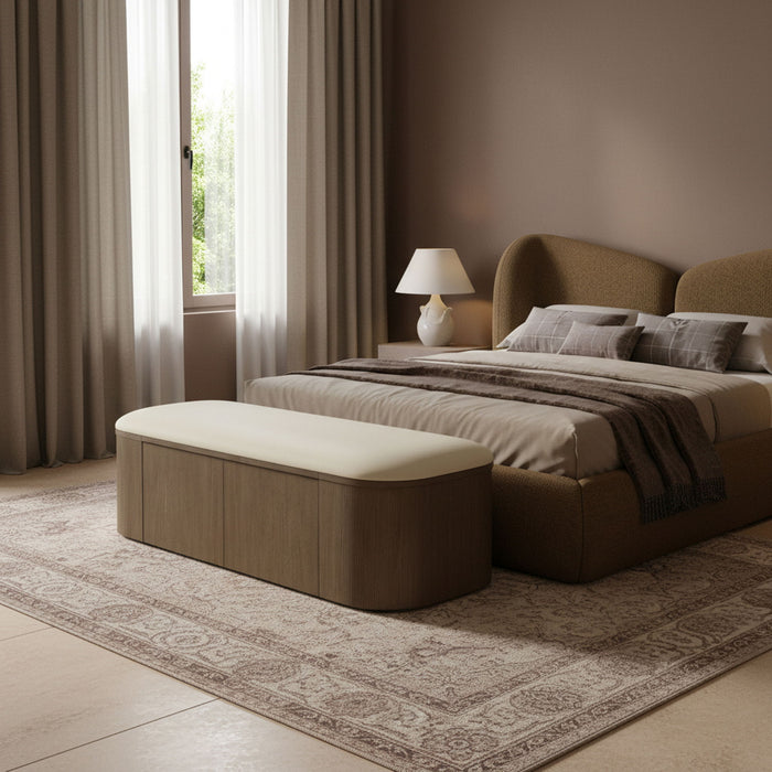 Velden - Upholstered Storage Bench With Stained Brown Base