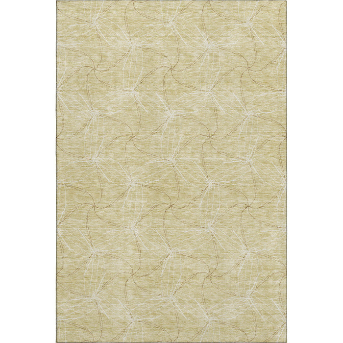 10' X 14' Geometric Washable Area Rug With UV Protection (676614) - Wheat / Ivory